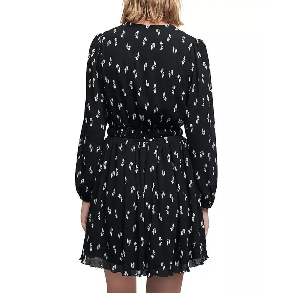 Maje Rionana V-Neck Bow Print Mini Dress size 42 or XL - Picture 8 of 12